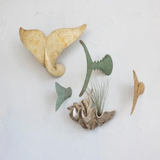 Hello Honey&reg; 10" Distressed Aqua Trout Tail Metal Wall D&eacute;cor {3}