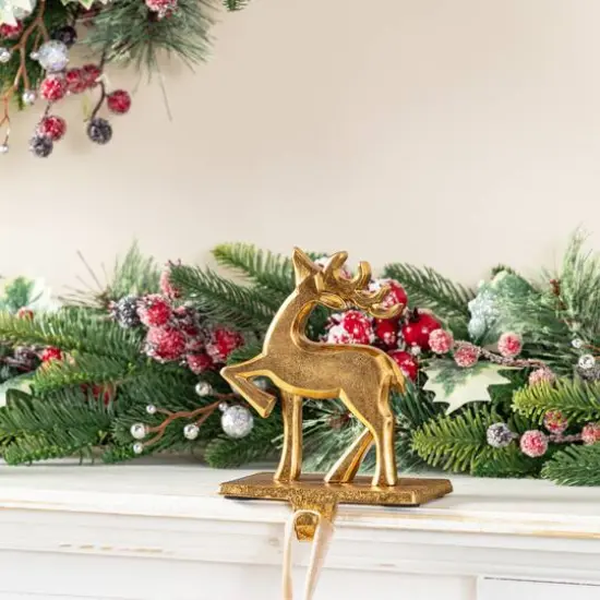 Glitzhome&reg; Christmas Resin Tree and Reindeer Stocking Holder Set {7}