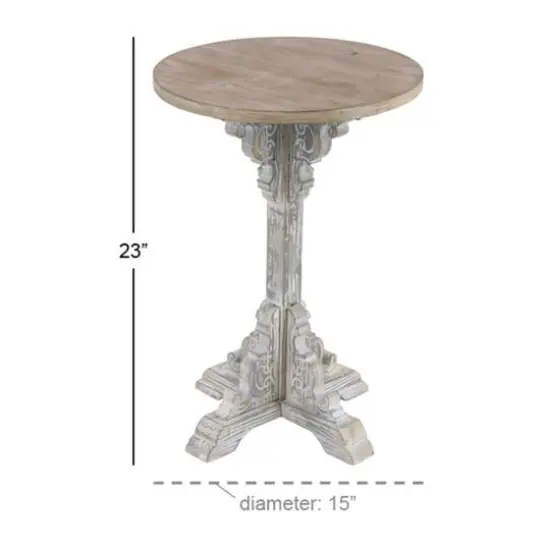 23" White Chinese Fir Farmhouse Accent Table {7}