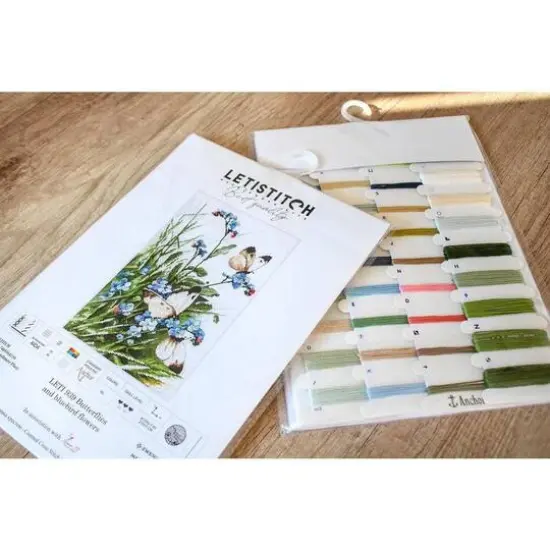 Letistitch Butterflies And Bluebird Flowers Counted Cross Stitch Kit {10}