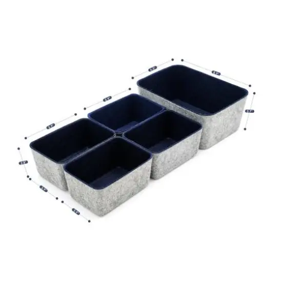 Welaxy Felt 5 Piece Drawer Organizer Bins Navy {8}