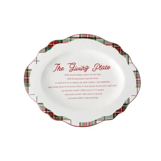 14.25" Green & Red Plaid Ceramic Giving Plate by Ashland&reg; {1}