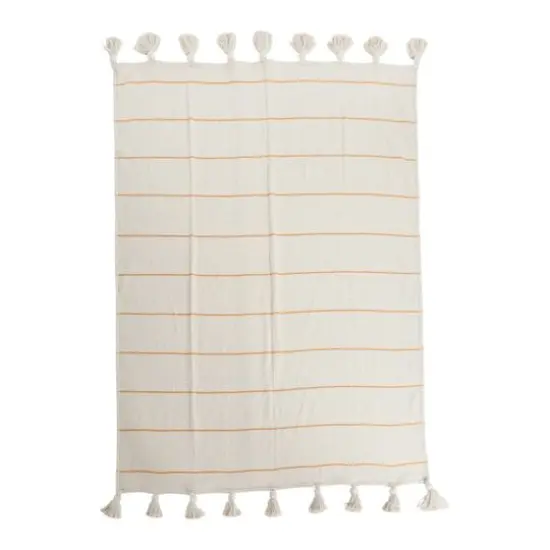 Hello Honey® Striped Cotton Throw Blanket with Tassels Cream {1}