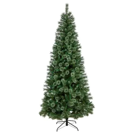 8ft. Pre-Lit Wisconsin Snow Tip Pine Artificial Christmas Tree, Clear LED Lights {4}