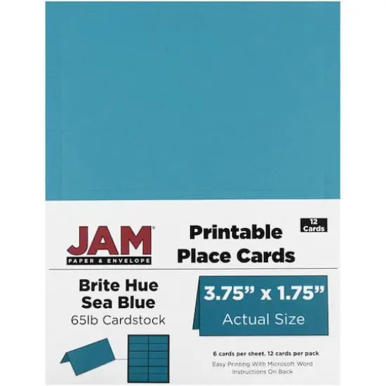 JAM Paper Printable Place Cards, 12ct. Bright Hue Sea Blue {5}
