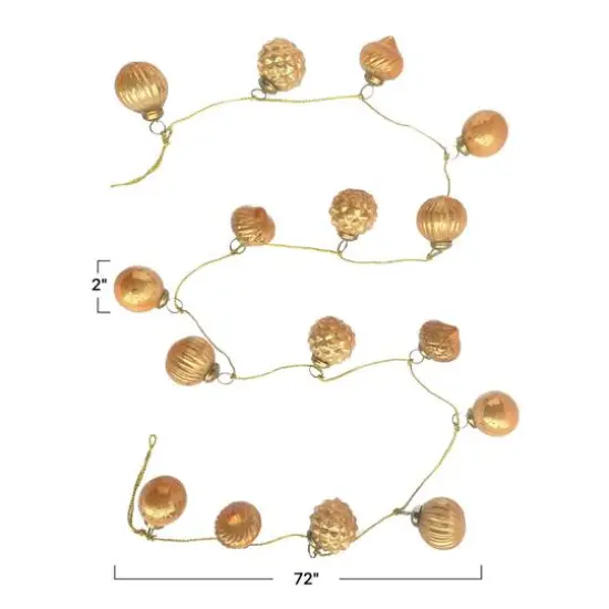 Hello Honey&reg; 6ft. Apricot Embossed Mercury Glass Ornament Garland with Gold Cord {4}