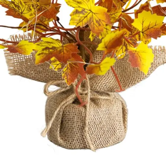 18in. Pre-Lit Autumn Maple Artificial Fall Tree with 30 LED String Lights in Burlap Wrapped Base {6}