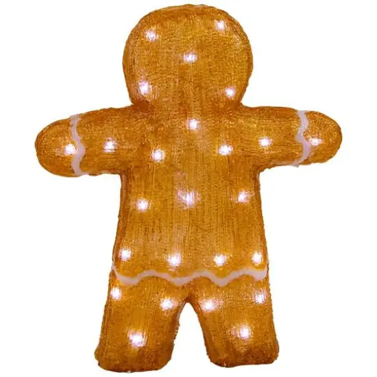 16" LED Lighted Acrylic Gingerbread Man with Bow Tie Christmas Decoration {5}