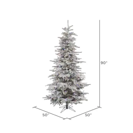 7.5ft. Pre-Lit Flocked Sierra Fir Slim Artificial Christmas Tree, Multi-Colored LED Lights {5}