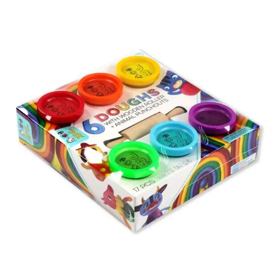 Bright Stripes JR 6 Doughs With Wooden Rolling Pin Set {4}