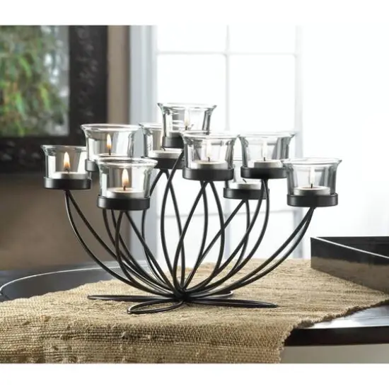 7'' Iron Bloom Candle Centerpiece {3}