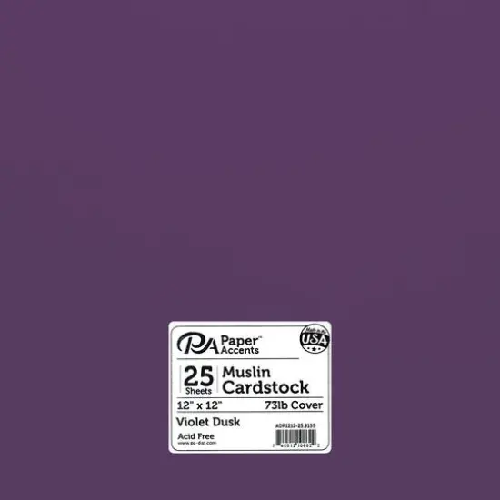 PA Paper™ Accents 12" x 12" 73lb. Textured Muslin Cardstock, 25 sheets Violet Dusk {1}