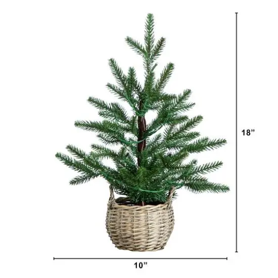 1.5ft. Pre-Lit Artificial Mini Christmas Tree in Basket with 20 Warm White LED Lights {3}