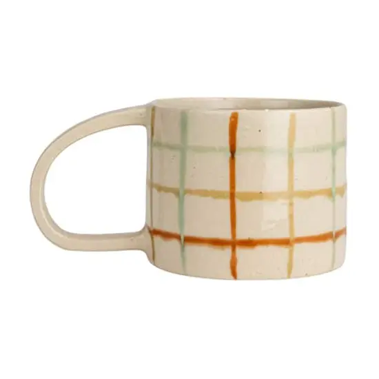 Hello Honey&reg; 12oz. Multicolor Stoneware Mugs with Checkered Pattern, 4ct. {7}