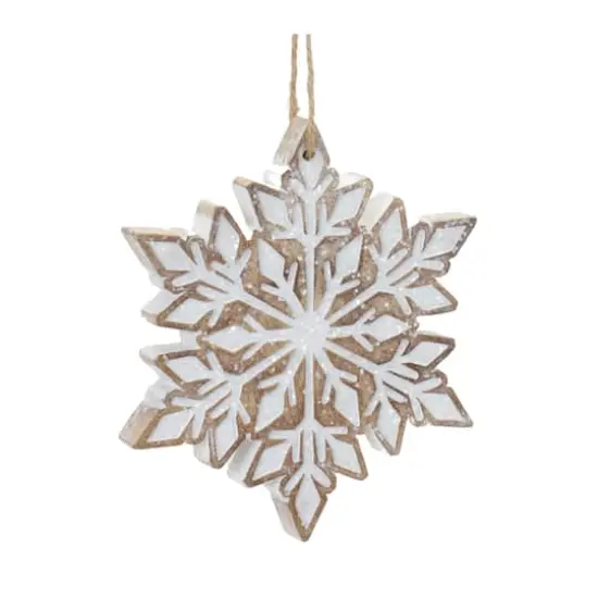 4.75" Glittered Snowflake Ornament Set {5}