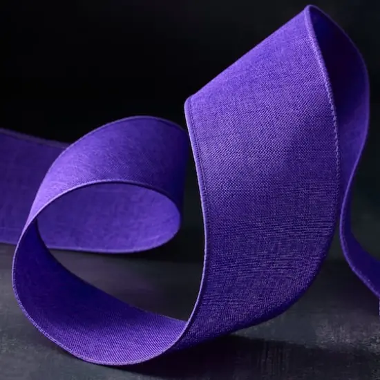 2.5" x 25ft. Faux Linen Wired Ribbon by Celebrate It&trade; D&eacute;cor Purple {3}