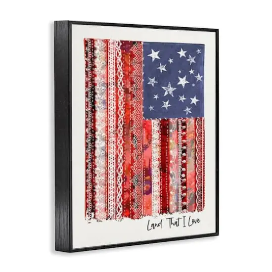 Stupell Industries Land That I Love Phrase Macrame American Flag Framed Giclee Art Black {4}