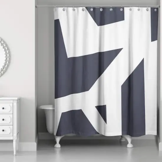 Geo Blocks Shower Curtain Navy {3}
