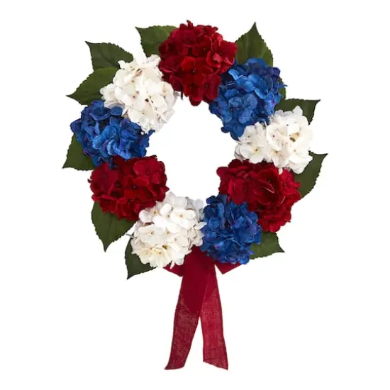 24" Red, White and Blue Hydrangea Wreath {1}