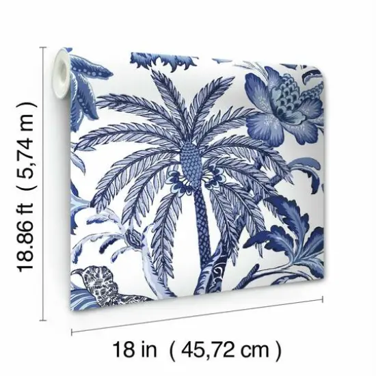 RoomMates Exotic Curiosity Peel & Stick Wallpaper Blue and White {11}