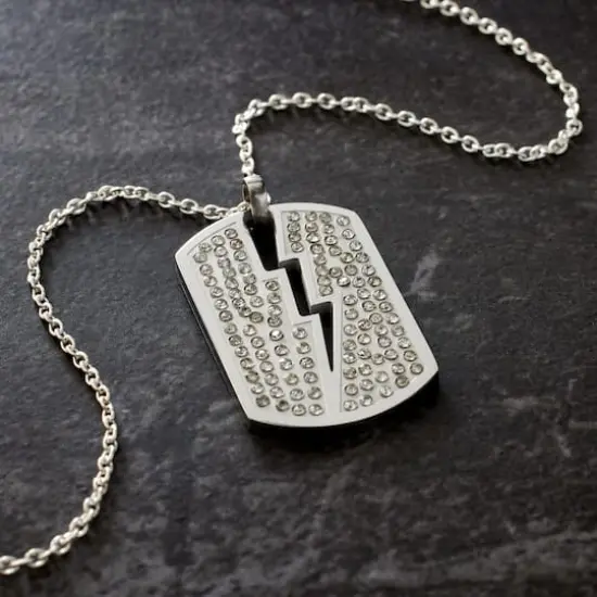 Rhodium Crystal Lightning Bolt Dog Tag Pendant by Bead Landing™ {3}