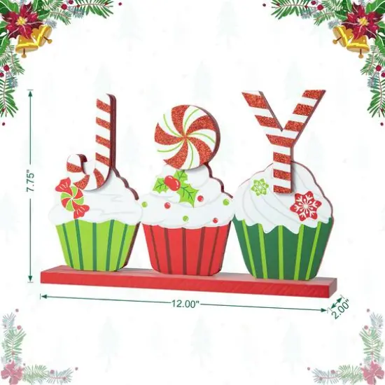 Glitzhome&reg; 12" Christmas Cupcake JOY Table D&eacute;cor {6}