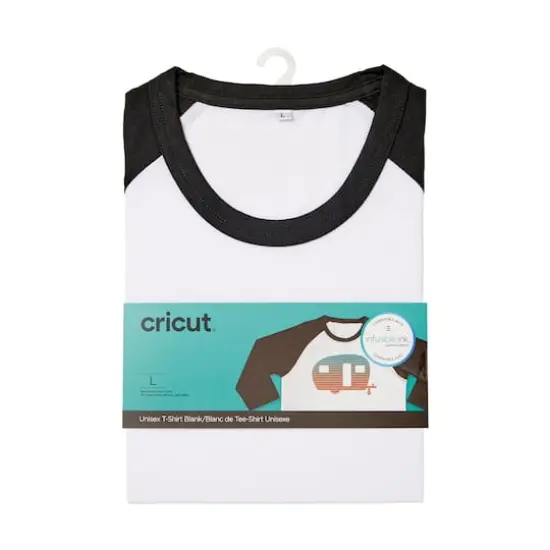 Cricut&reg; Unisex Adult Raglan Sleeve T-Shirt Blank Black {1}