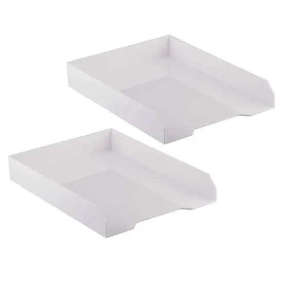 JAM Paper White Stackable Office Desk Supply & Paper Organizer Set {4}
