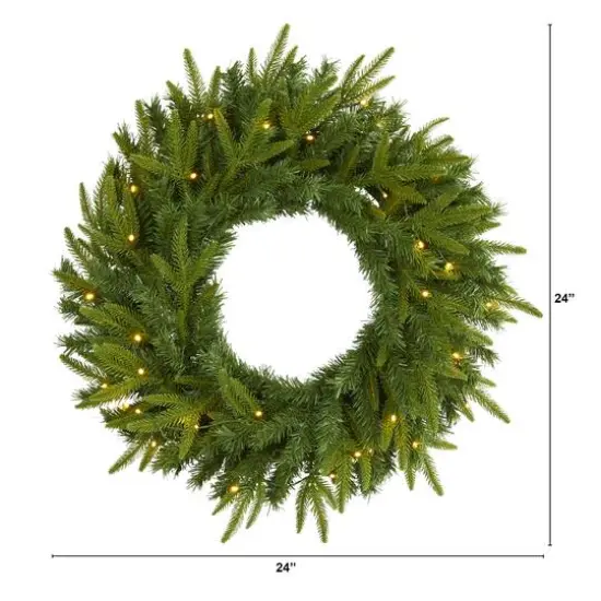 24" LED Long Pine Artificial Christmas Wreath {6}