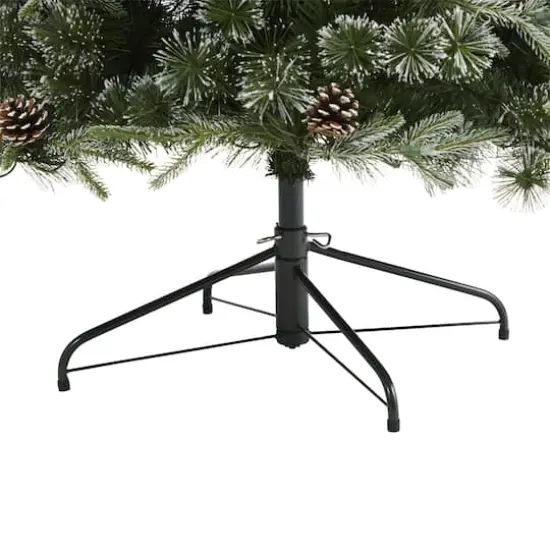 7.5ft. Pre-Lit Snowed Tipped Clermont Mixed Pine & Pinecones Artificial Christmas Tree with Clear LED Lights {7}