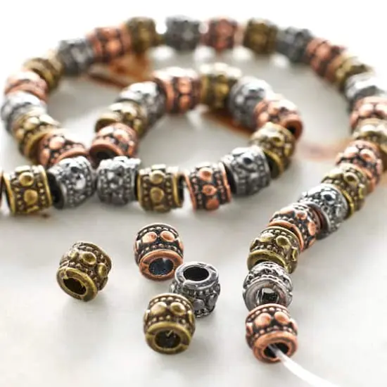 Multicolor Metallic Carved Drum Beads, 4mm by Bead Landing&trade; {3}
