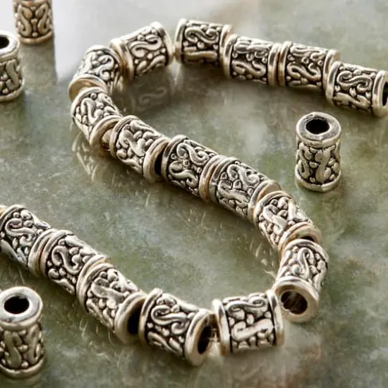 Sterling Silver Plated Tube Beads, 9mm by Bead Landing&trade; {3}