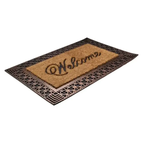 Gold & Natural Coir Welcome Doormat {5}