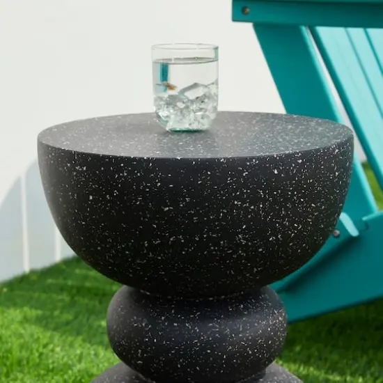 Glitzhome&reg; 17.5" Multifunctional Faux Terrazzo Garden Stool {6}