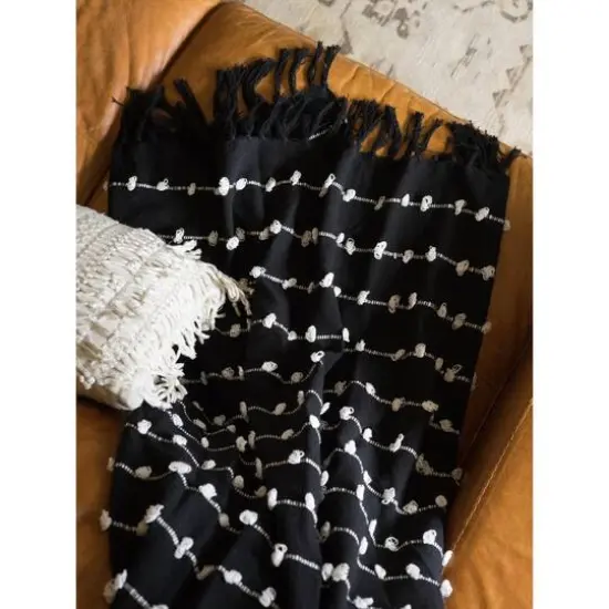 DII&reg; Black Woven Loop Throw {5}