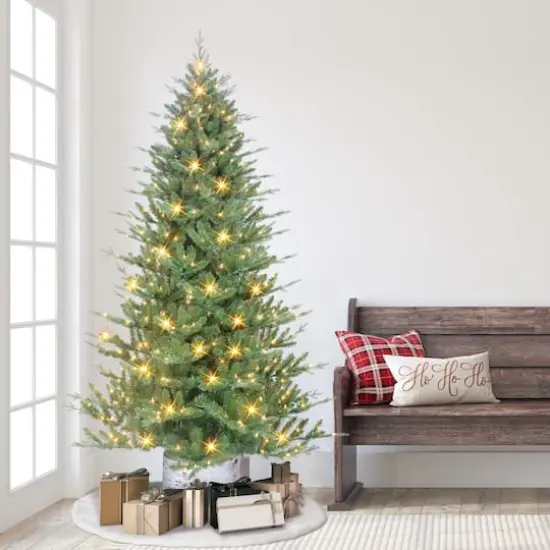 7.5ft. Pre-Lit Potted Artificial Christmas Tree, Clear Incandescent Lights {5}