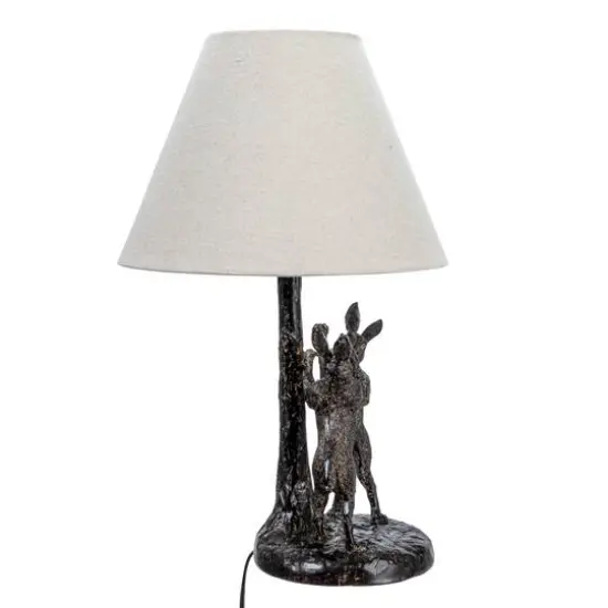 Hello Honey&reg; 18.5" Brown & Natural Bunny Rabbit Table Lamp with Linen Empire Shade {6}