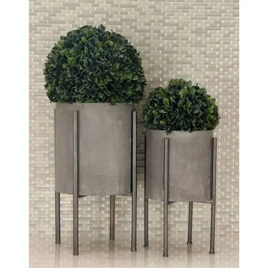 Modern Metal Planter Set Dark Gray {4}