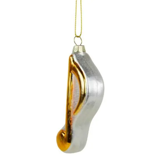 Gold & White Sixteenth Note Music Symbol Glass Ornament {6}