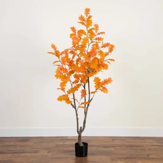 6ft. Orange Oak Artificial Potted Potted Tree {3}