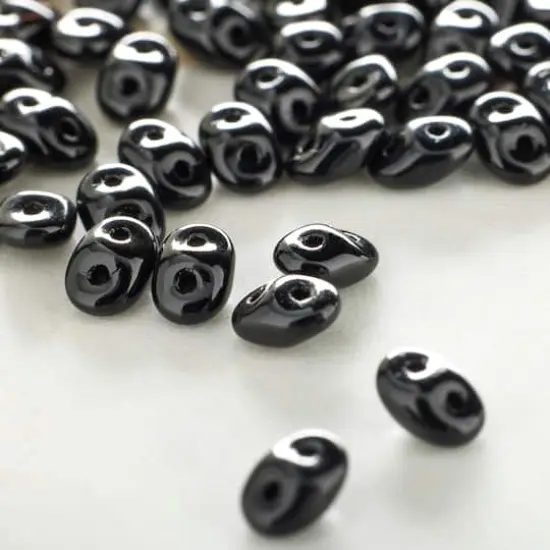 Superduo Two-Hole Czech Glass Beads Jet {3}