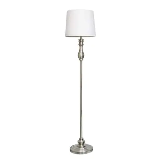 Lalia Home Classic Brushed Steel Table and Floor Lamp Set {7}