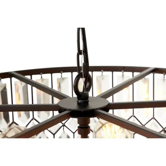 Black Iron Glam Drum Chandelier, 13" x 24" x 24" {7}