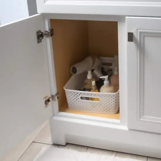 Simplify Medium Resin Wicker Storage Bin White {5}