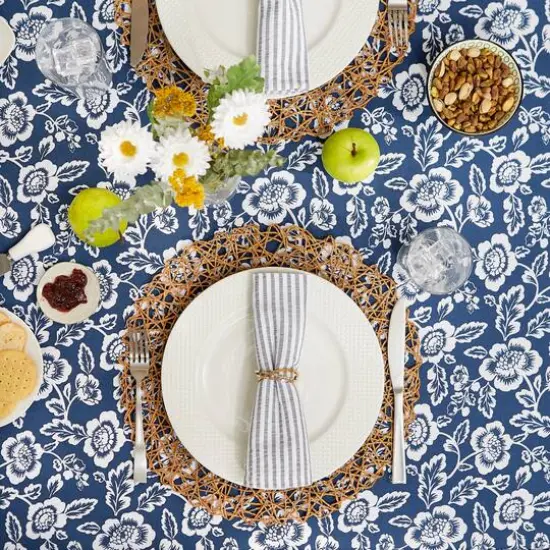Nautical BlueFloral Print Outdoor Tablecloth, 60" x 84" {6}