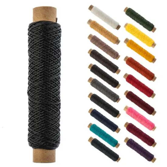 Gudebrod 0.018" 3 Ply Waxed Thread Bobbin, 75ft. Black {1}