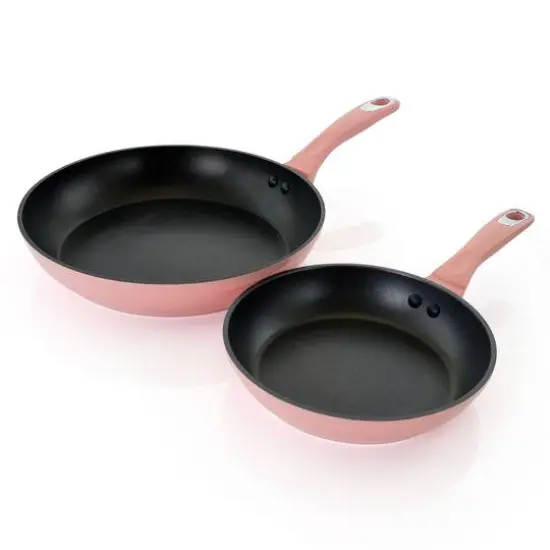 Oster Lynhurst 2-Piece Pink Aluminum Nonstick Frying Pan Set {8}