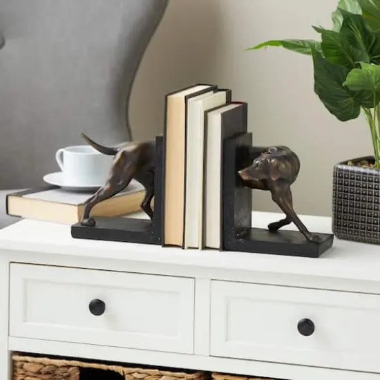 7" Black Greyhound Decorative Bookend Set {3}