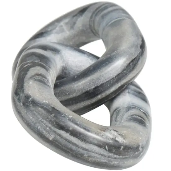 9" Gray Marble Geometric 2 Link Chain Sculpture D&eacute;cor {3}