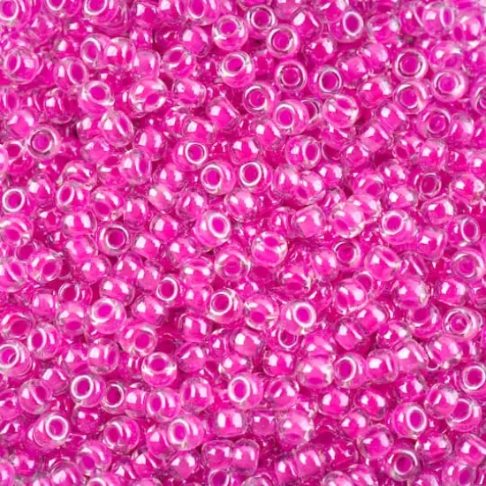 John Bead 11/0 Miyuki Glass Seed Beads, 13g Fuschia Ceylon Lined Neon {1}
